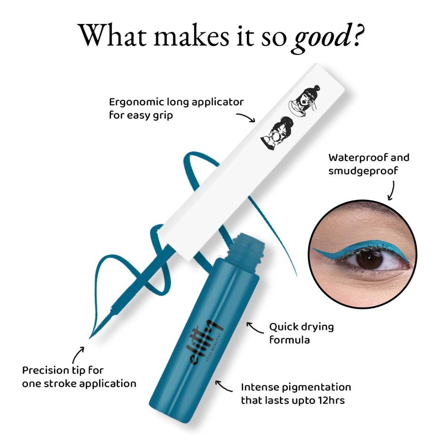 Elitty Matte Pop Coloured Eyeliner - Teal Appeal