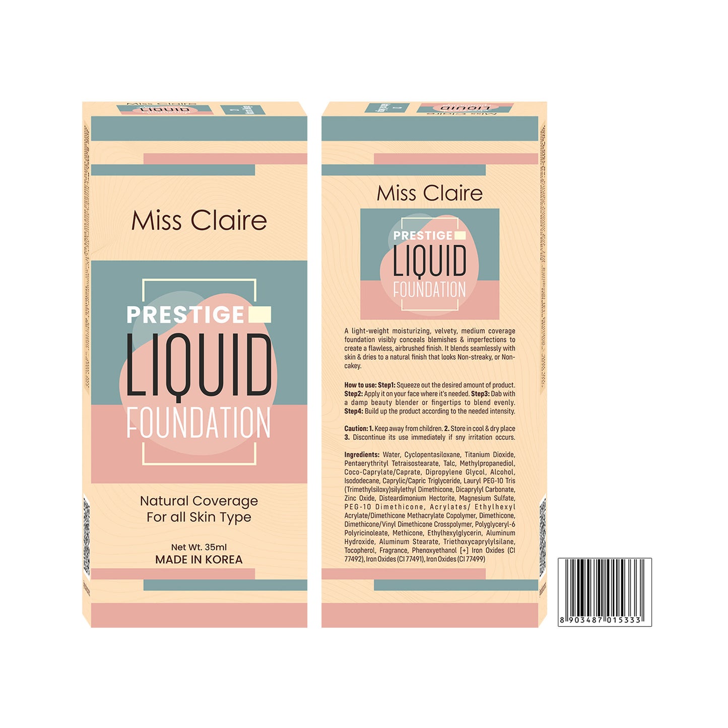 Miss Claire Prestige Liquid Foundation Natural Coverage - 21 Beige