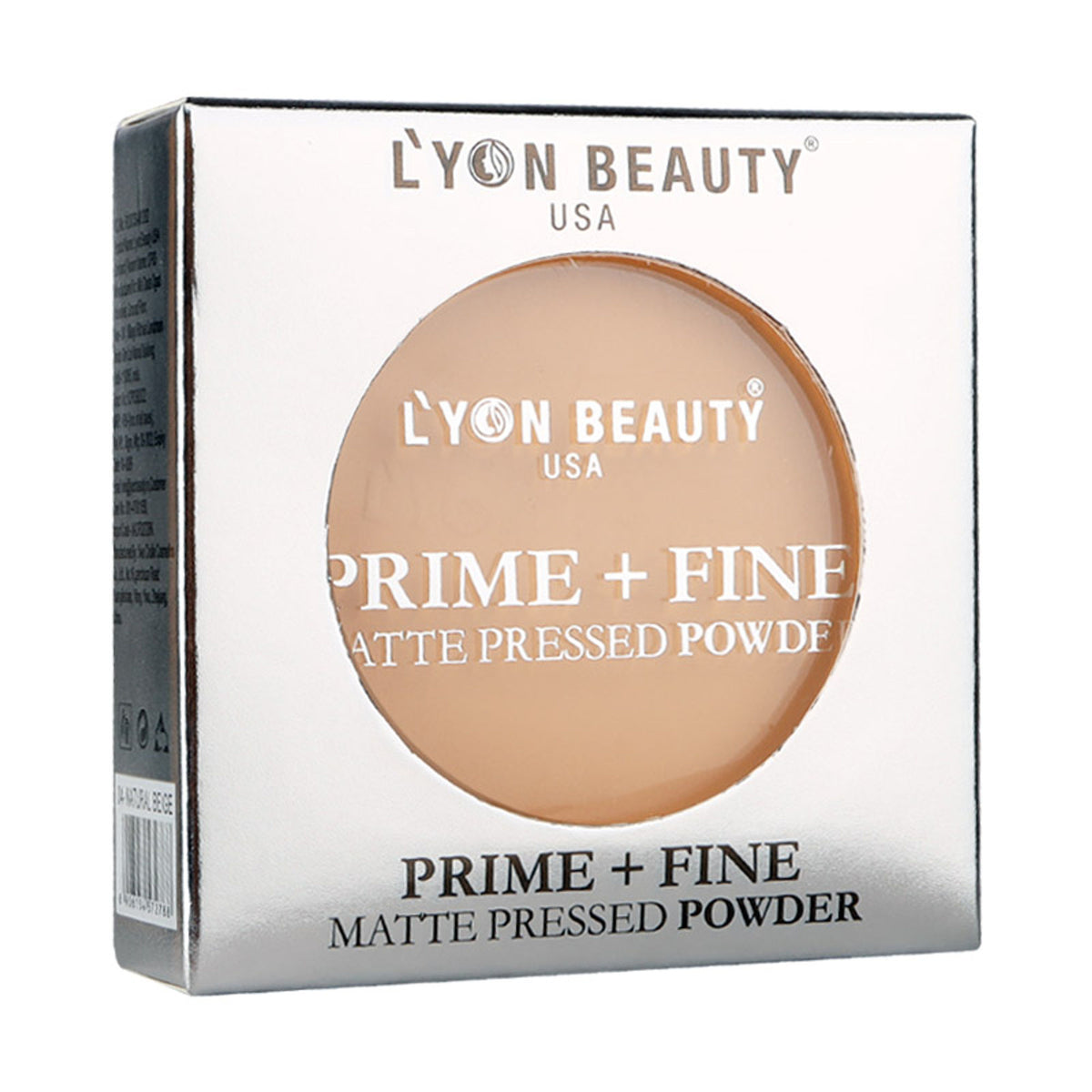 Lyon Beauty Prime + Fine Compact Powder in Shade 02, featuring a sleek compact with pressed powder for smooth, flawless finish.