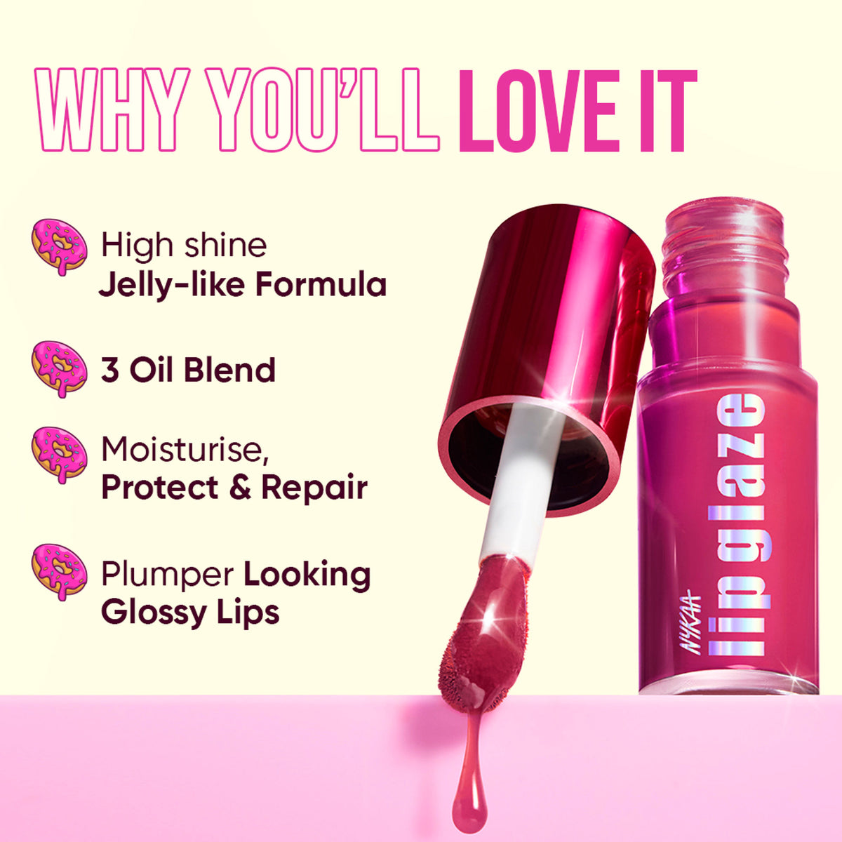 Nykaa Lip Glaze High Shine and Pigment Lip Gloss Oil Lip Glaze - Pink Meringue
