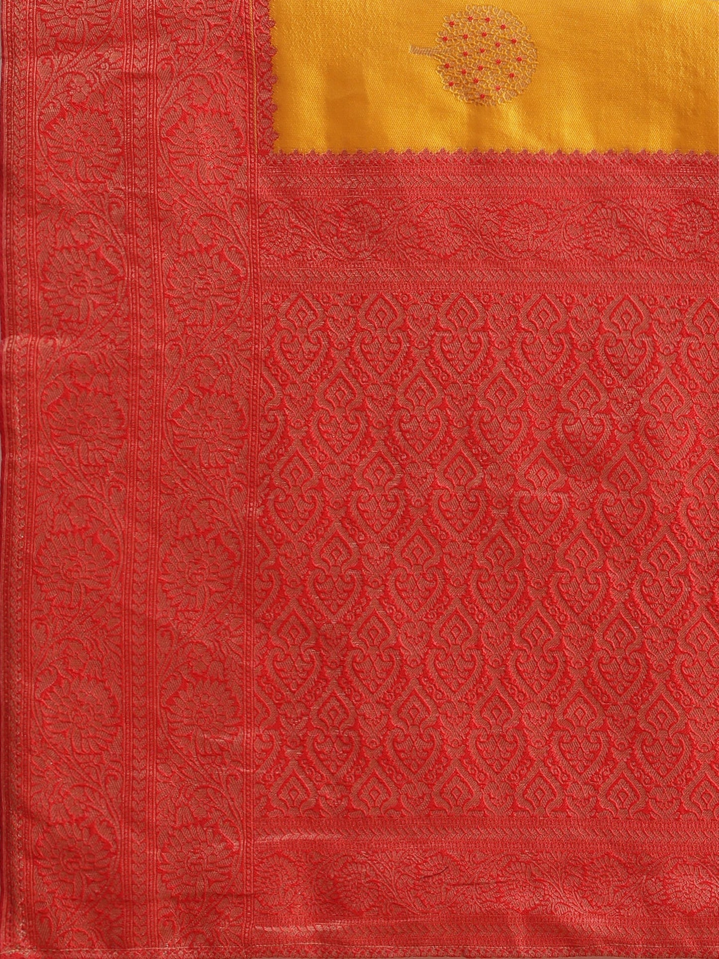 Women's Silk Blend Yellow Woven Design Designer Saree With Blouse Piece