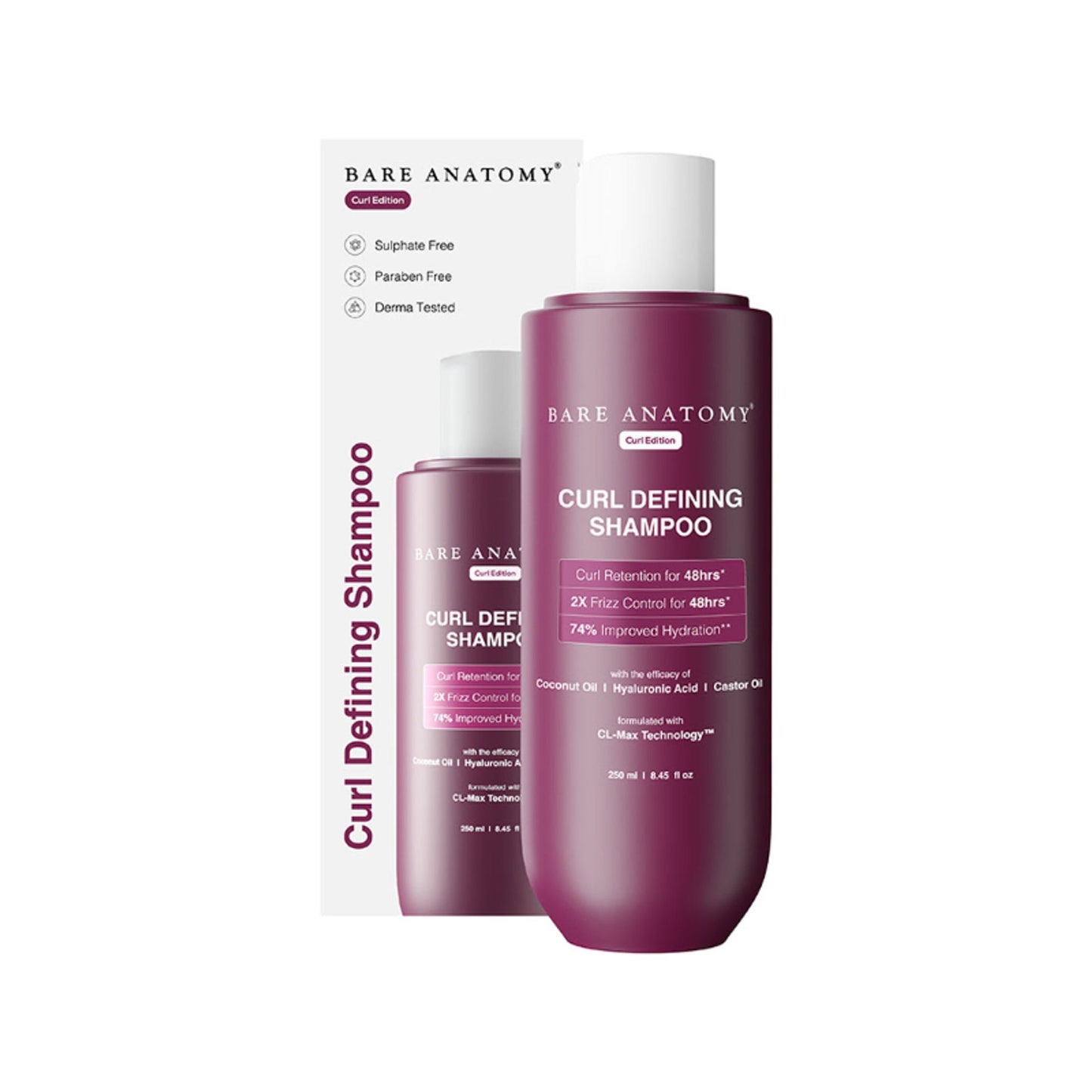 Bare Anatomy Curl Defining Shampoo with Coconut Oil & Castor Oil Sulphate & Paraben Free Shampoo