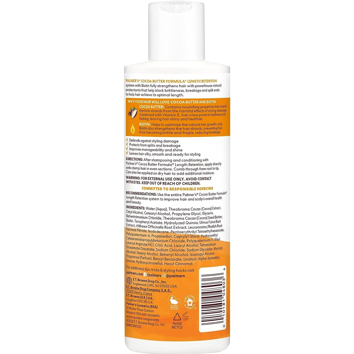 Palmer's Cocoa Butter & Biotin Leave-in Conditioner for Hair Length Retention, Strengthening & Shine