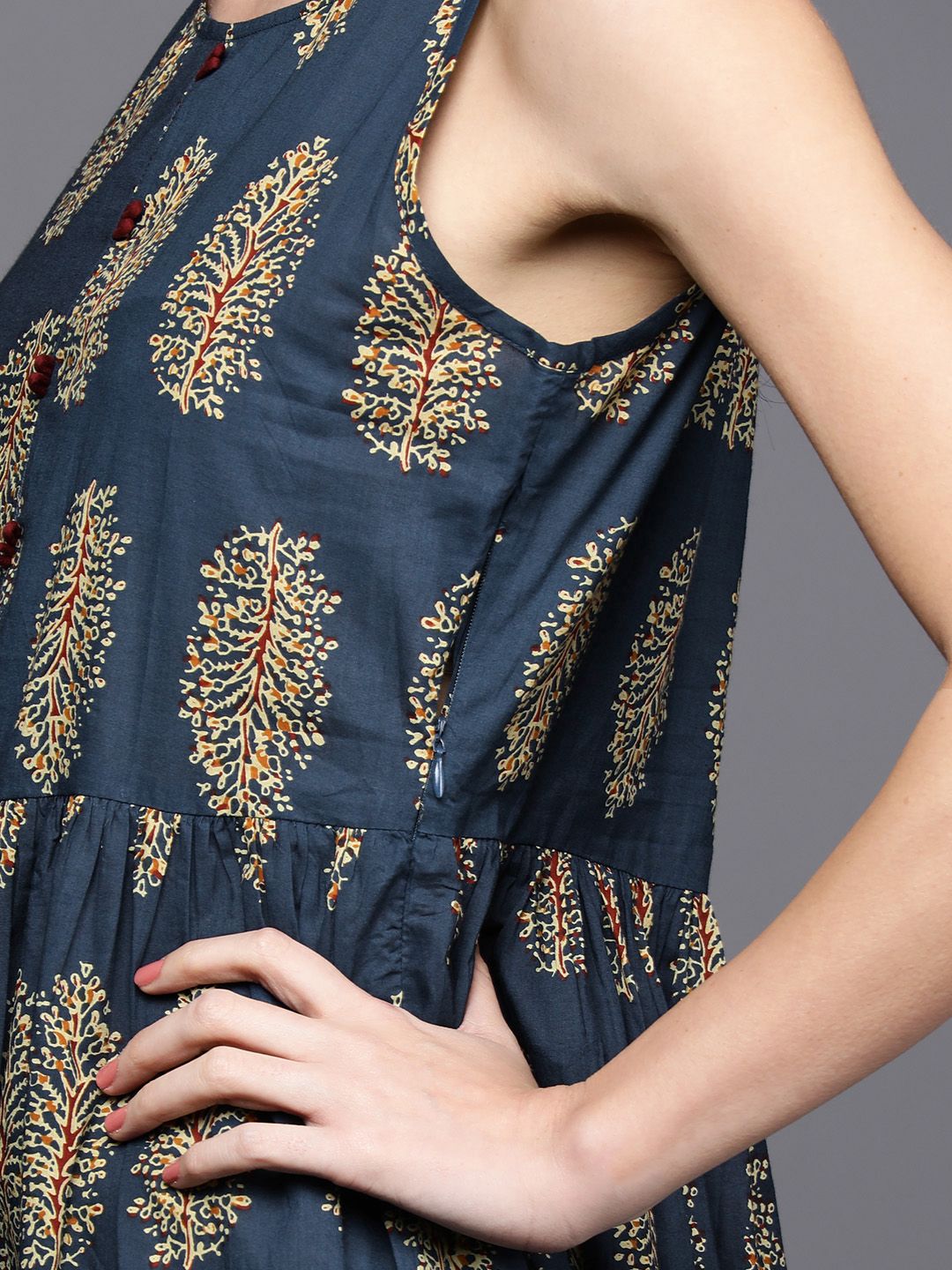 Indyancart IE Ethnic Motifs Printed A-Line Kurta