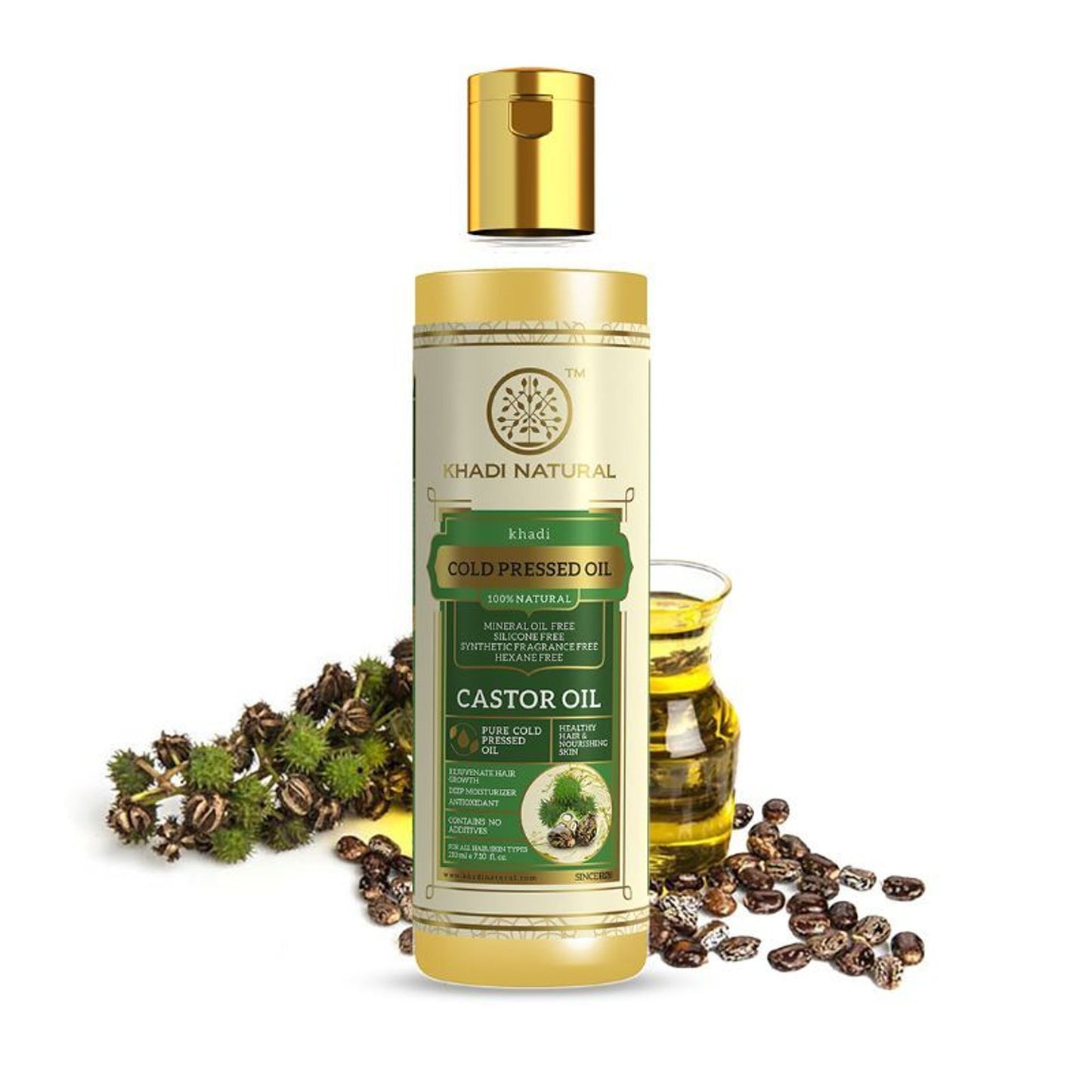 Khadi Natural Cold Pressed Natural Castor Hair & Skin Oil - SLS & Mineral Oil Free