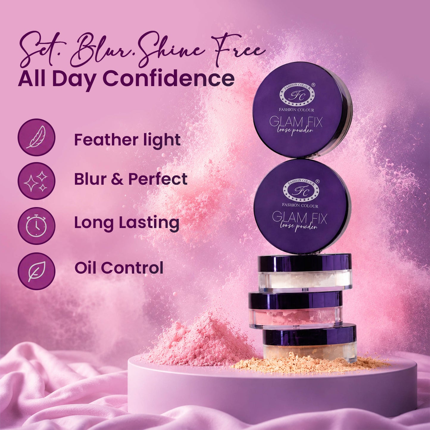 FASHION COLOUR Glam Fix Loose Powder For Face Makeup - Warm Chestnut