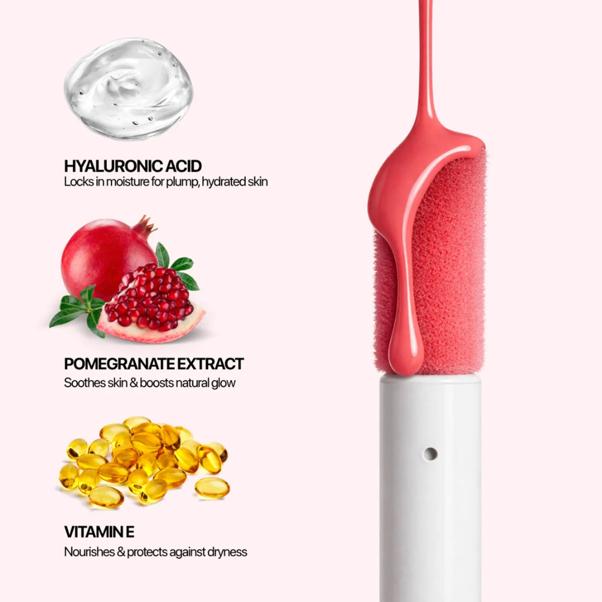 IRIS COSMETICS Oh! She Blushes Liquid Blush in Muted Rose, featuring a sleek bottle with the blush's soft pink shade visible.