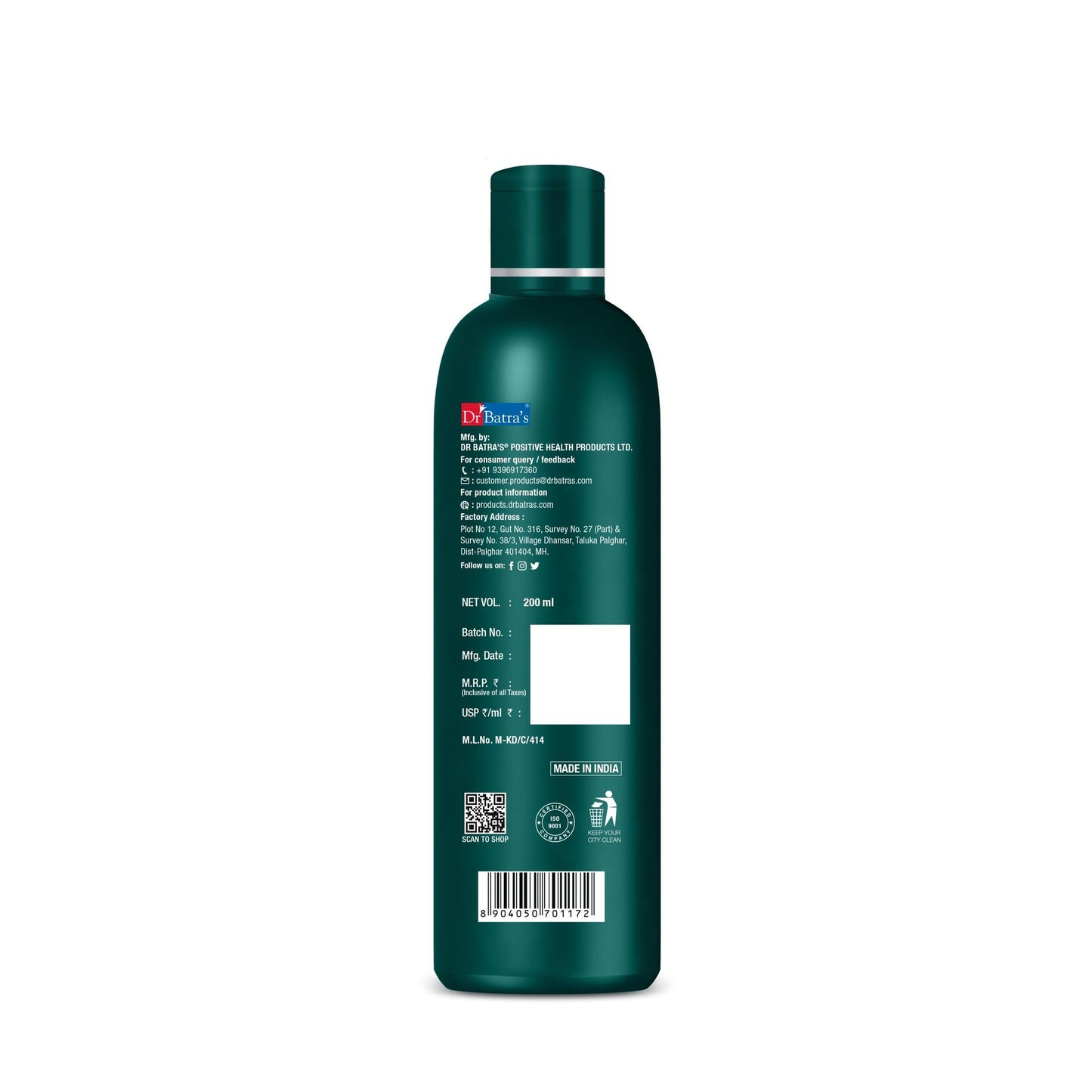 Dr Batra's Hair Oil - For Hair Fall Control & Healthier Scalp with Thulsi, Brahmi, Thuja