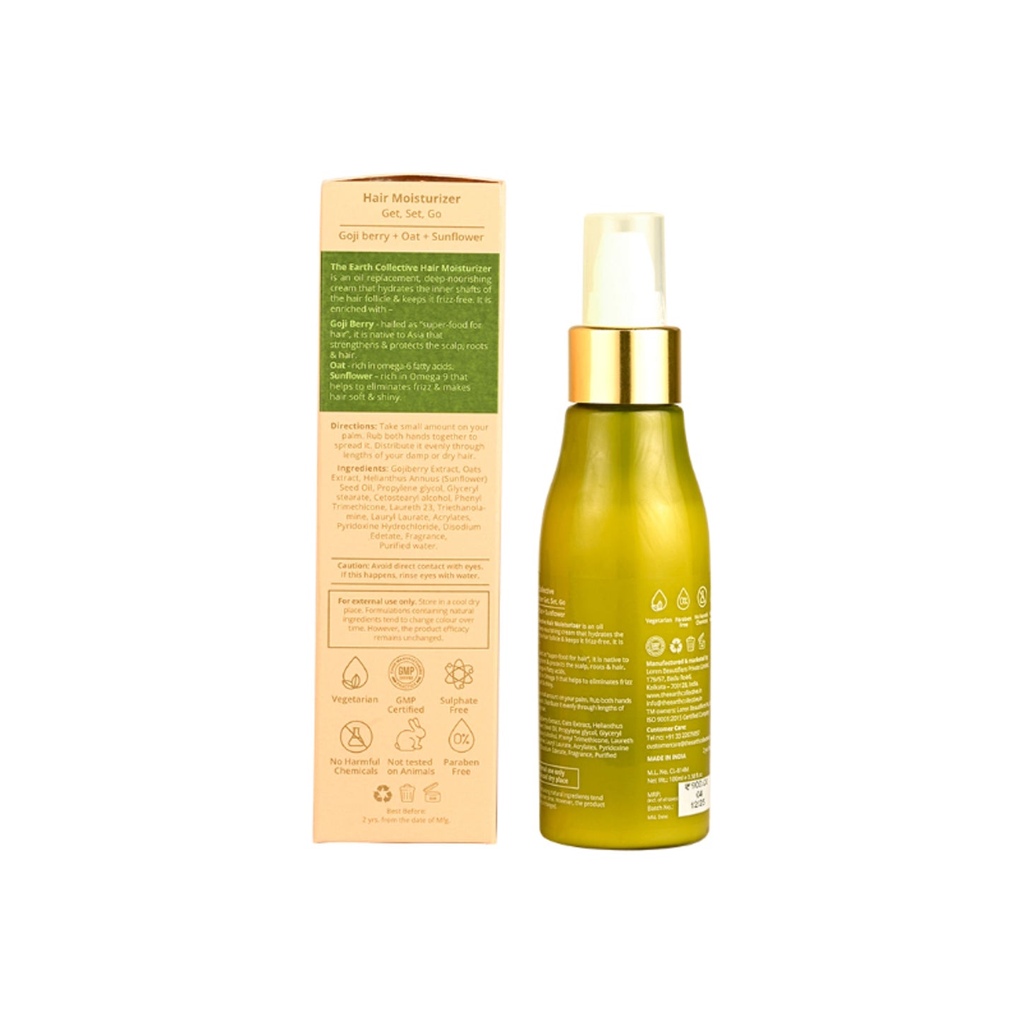 The Earth Collective Hair Moisturizer - Hydrating Leave On Hair Serum With Goji Berries & Oats