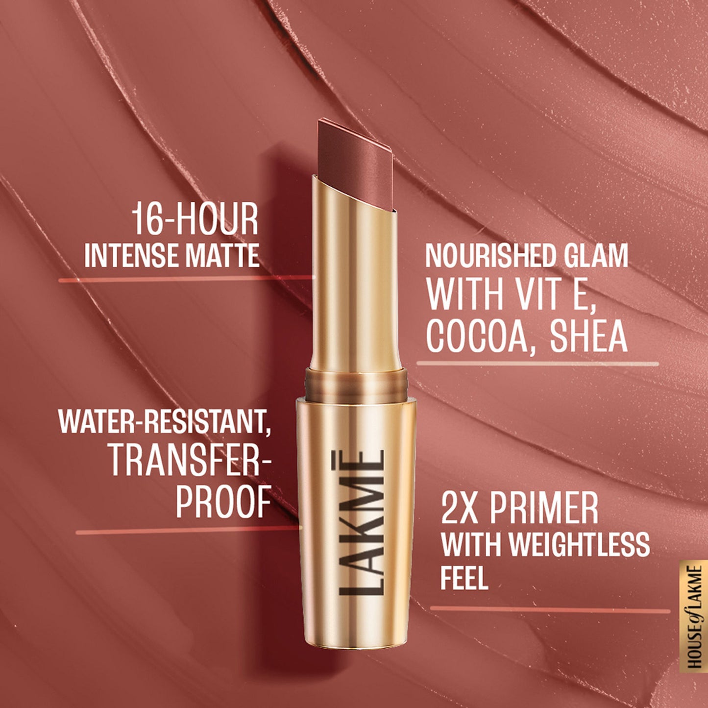 Lakme 9 To 5 Powerplay Priming Matte Lipstick, Lasts hrs - MP9 Nude Touch