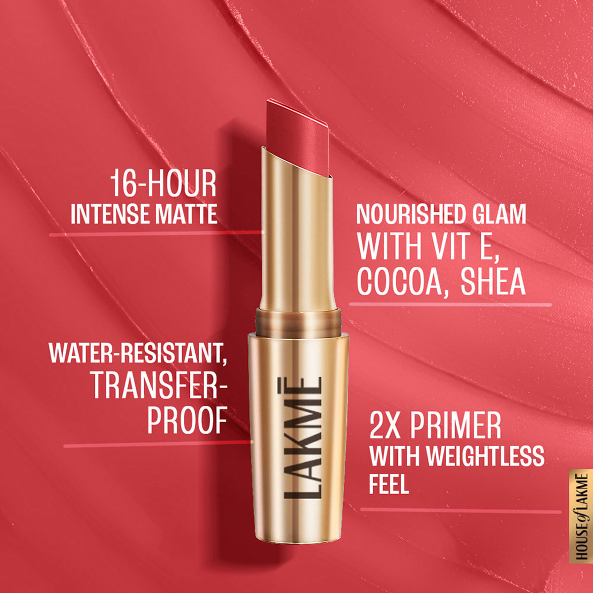 Lakme 9 To 5 Powerplay Priming Matte Lipstick, Lasts hrs - Peachy Affair