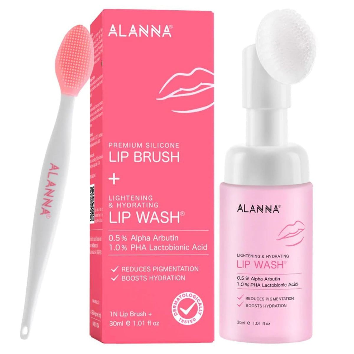 ALANNA Lip Wash brightening lip cleanser for dark, dry, pigmented lips, designed for women to refresh and hydrate lips.