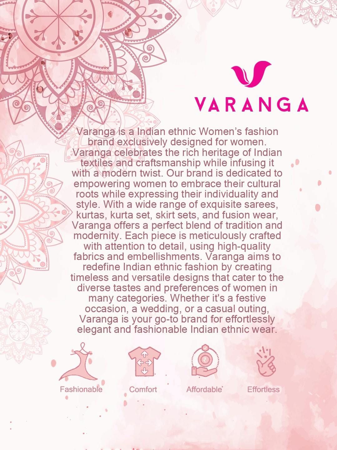Indyancart VA Women'sFloral Printed Empire Mirror Work Pure Cotton Kurta with Trousers & With Dupatta
