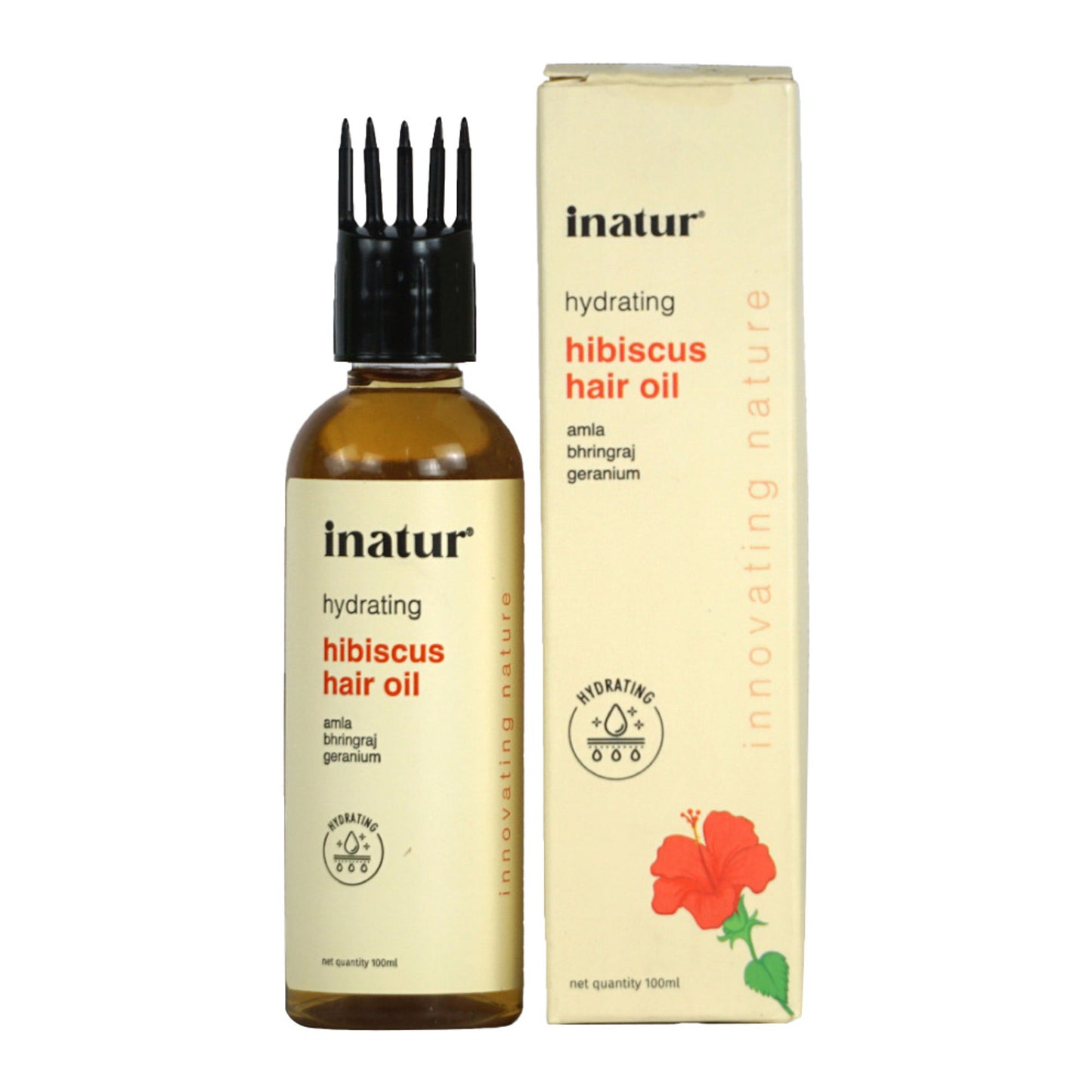 Inatur Hibiscus Hair Oil with Almond, Bhringraj & Amla, for Dry, Damaged Hair Care