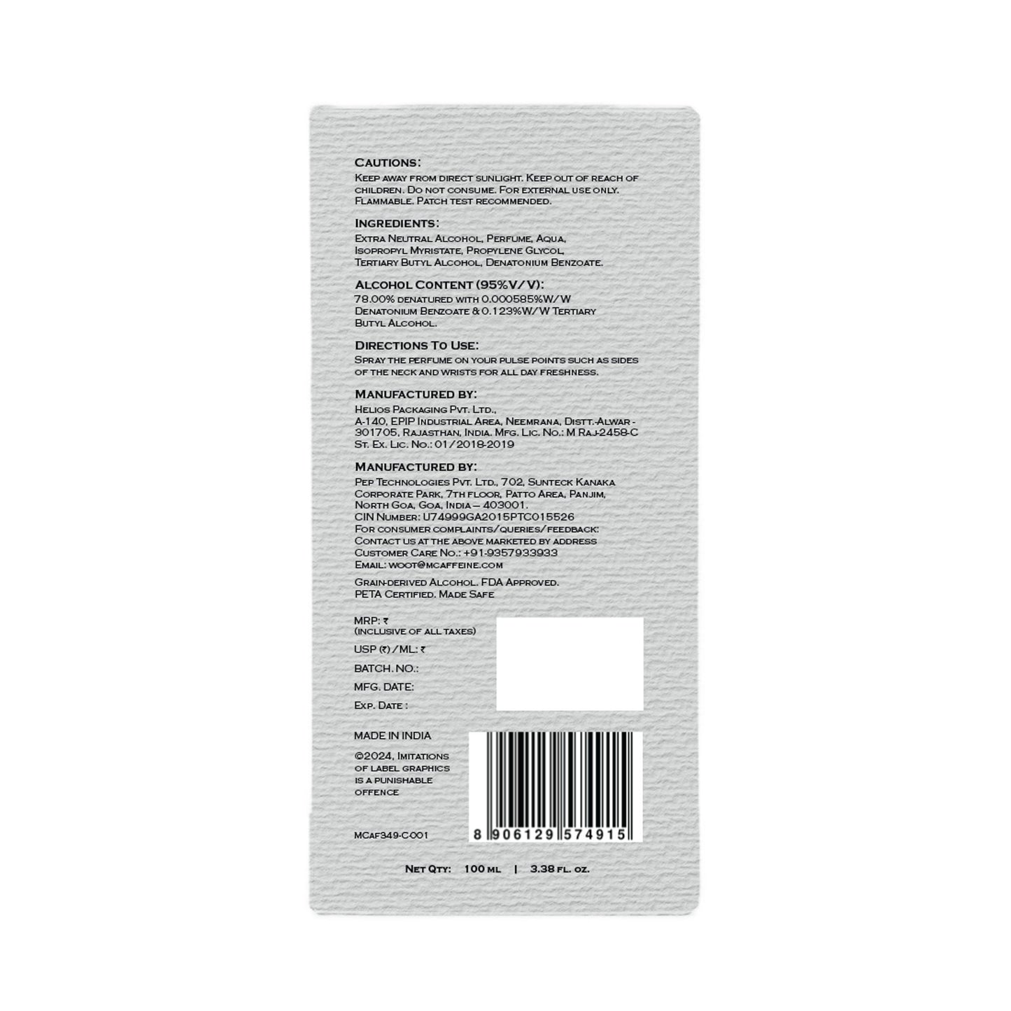 MCaffeine Fien 007 Perfume For Men