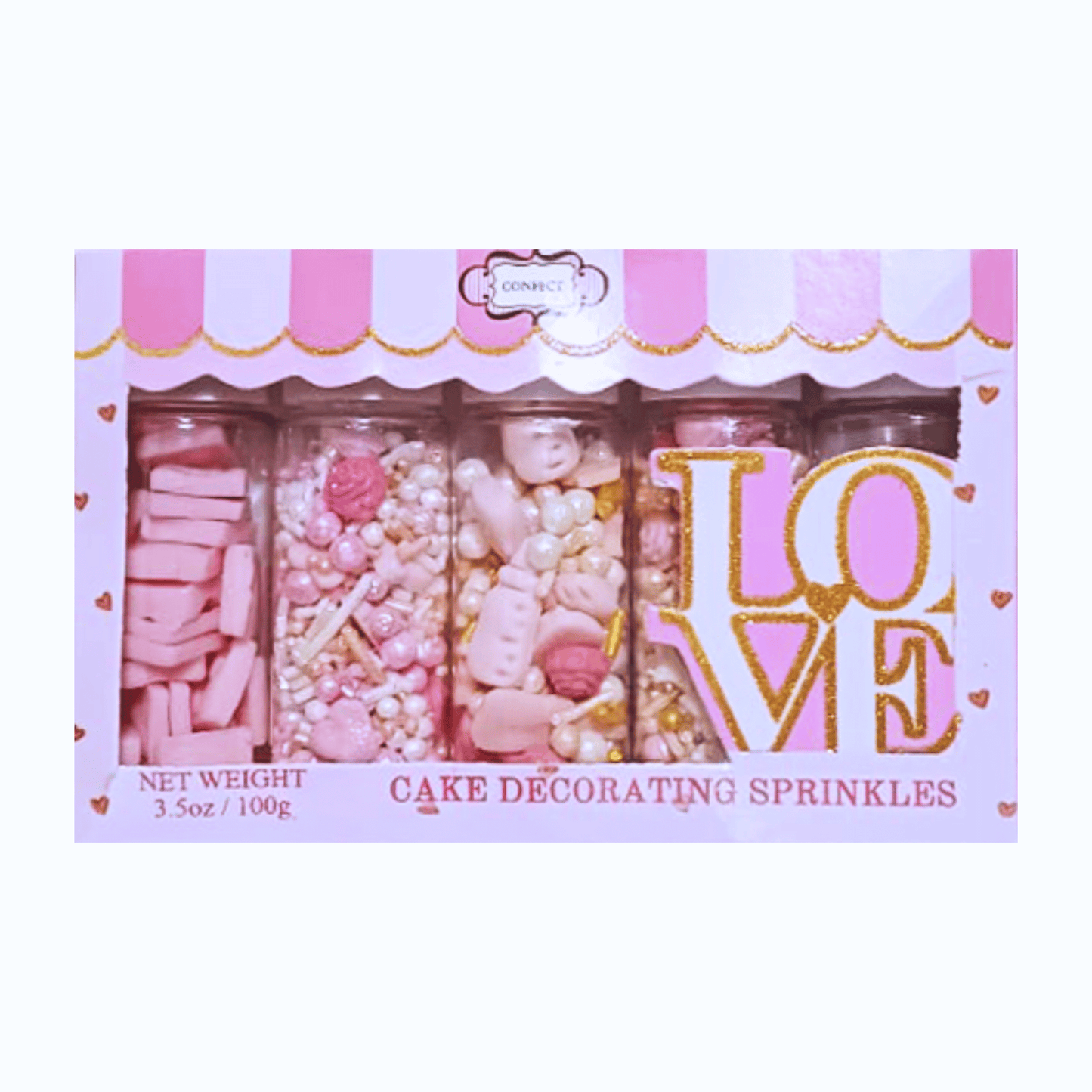 Confect Girls Baby Shower Sprinkles | Mix Heart, Teddy, Baby Feed Bottle & Baby Feet Sprinkles