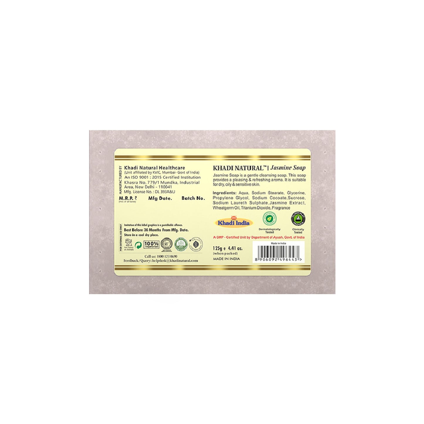 Khadi Natural Jasmine Handmade Soap Rejuvenates Skin