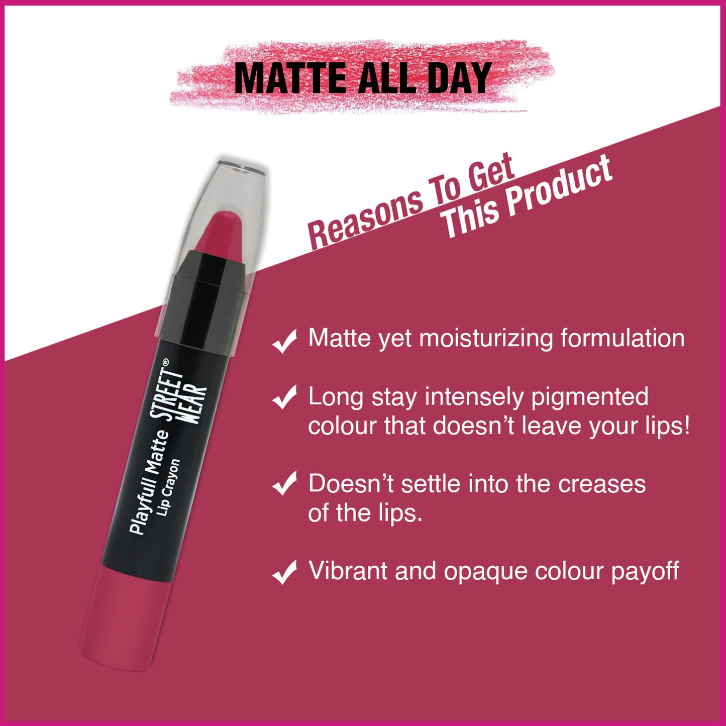 Street Wear Playfull Matte Lip Crayon - Lit Orange