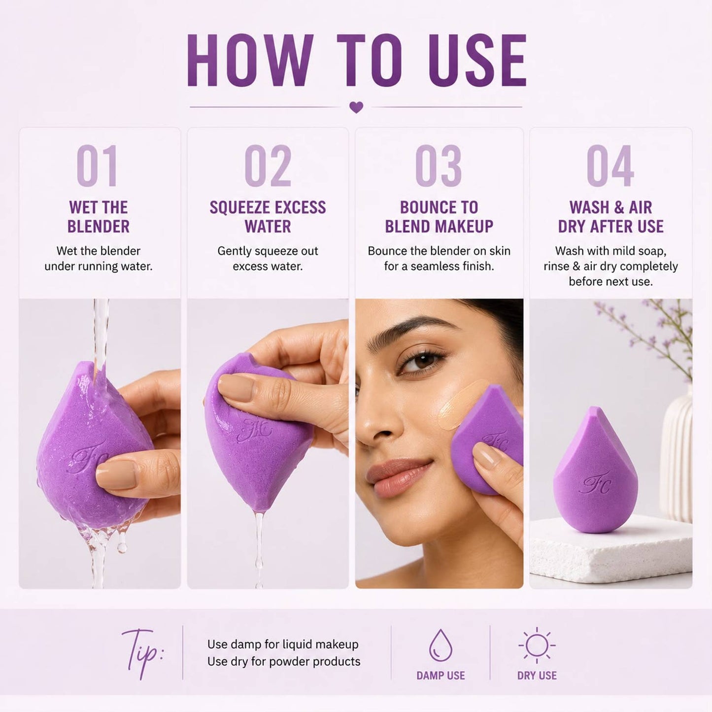 FASHION COLOUR Platinum Beauty Blender - Purple