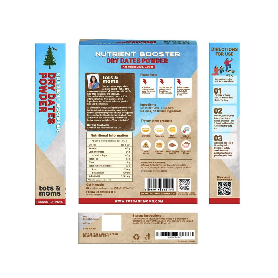 Tots and Moms Organic Dry Dates Powder - Indyancart