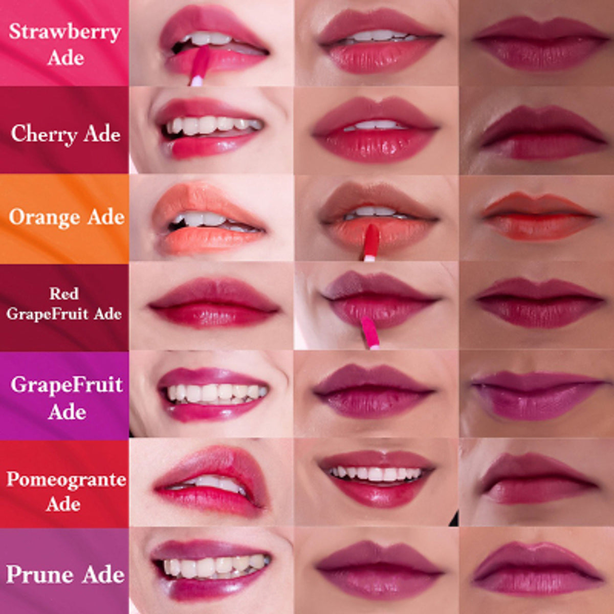 ETUDE Dear Darling Water Gel Lip and Cheek Tint in Grapefruit Ade, showing the vibrant pink-orange lipstick tube with the product label.