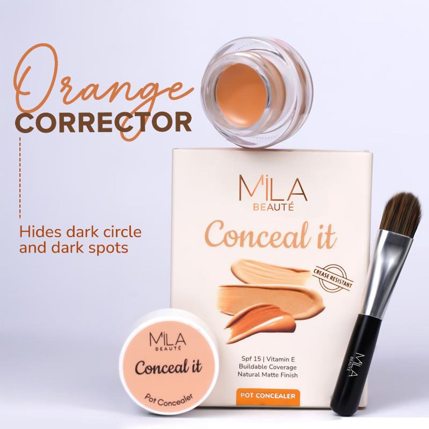 Mila Beauté Conceal It Pot Concealer Creamy Matte Finish with SPF 15 - Orange Corrector