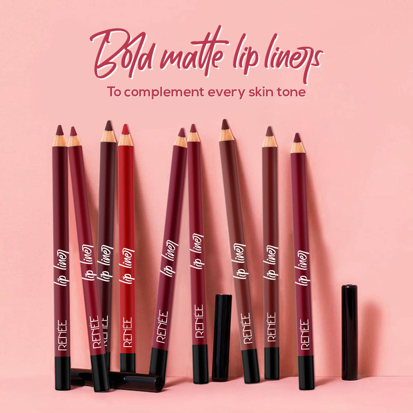 RENEE Ultra Define Matte Lip Liner, Long Lasting, Smudge Proof, Full Coverage, High Pigment, Set of 12