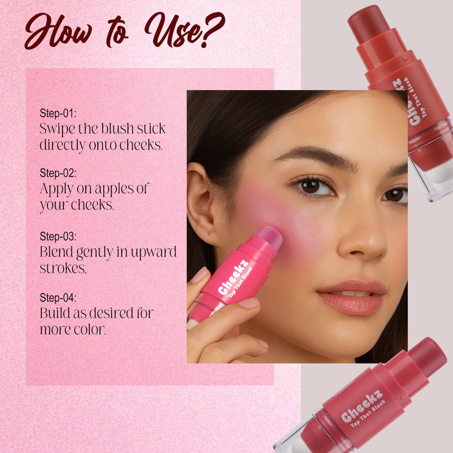 FASHION COLOUR Cheekz Tap Tint & Blush - Coral Kiss