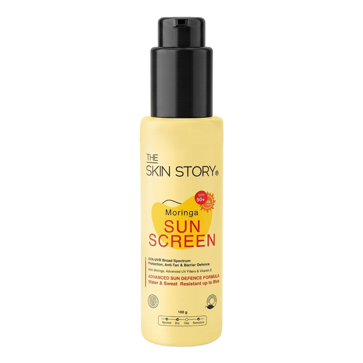 The Skin Story Moringa Face Sunscreen SPF 50+ PA+++ For Detan, Anti-Aging, No White Cast, Non Sticky