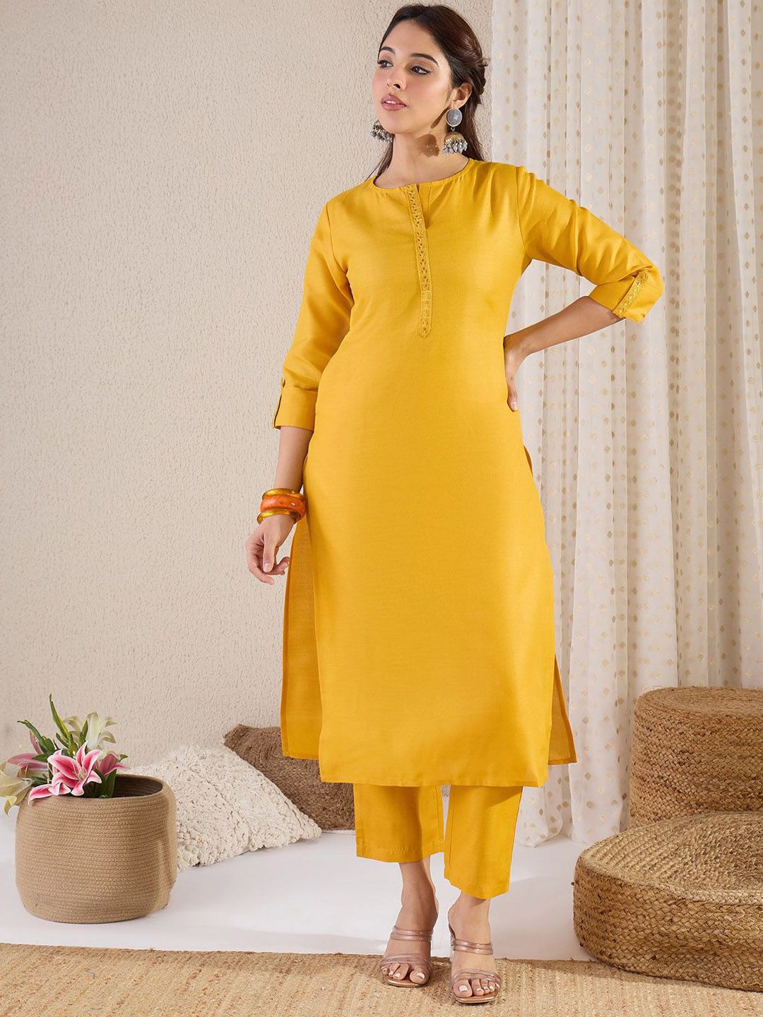 Indyancart IE Straight Kurta With Trouser & Dupatta