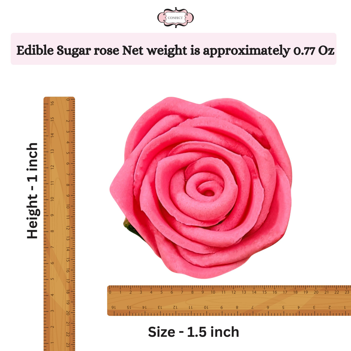 Confect French Rose Pink | Edible Sugar Roses Topper
