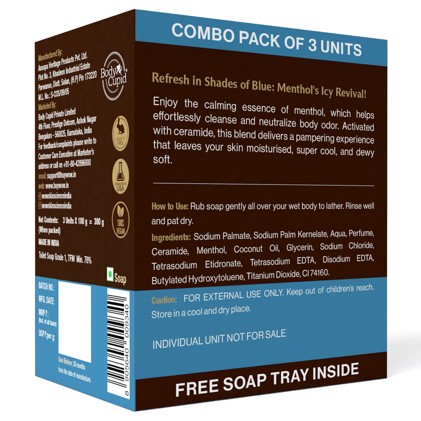 WOW Skin Science Wild Aqua & Ceramide Soap - Pack of 3