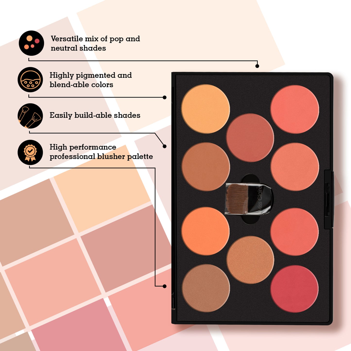 Miss Claire Professional Blusher Palette - 3