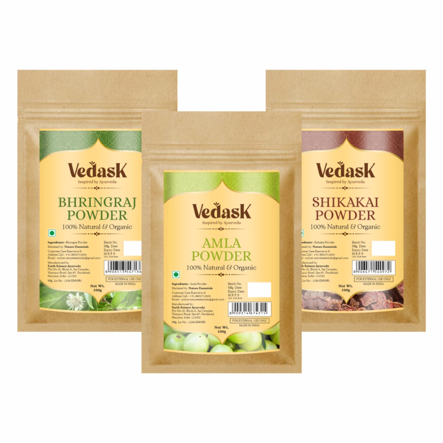 Vedask Organic Hair Pack Powder Mask Combo - Pack Of 3
