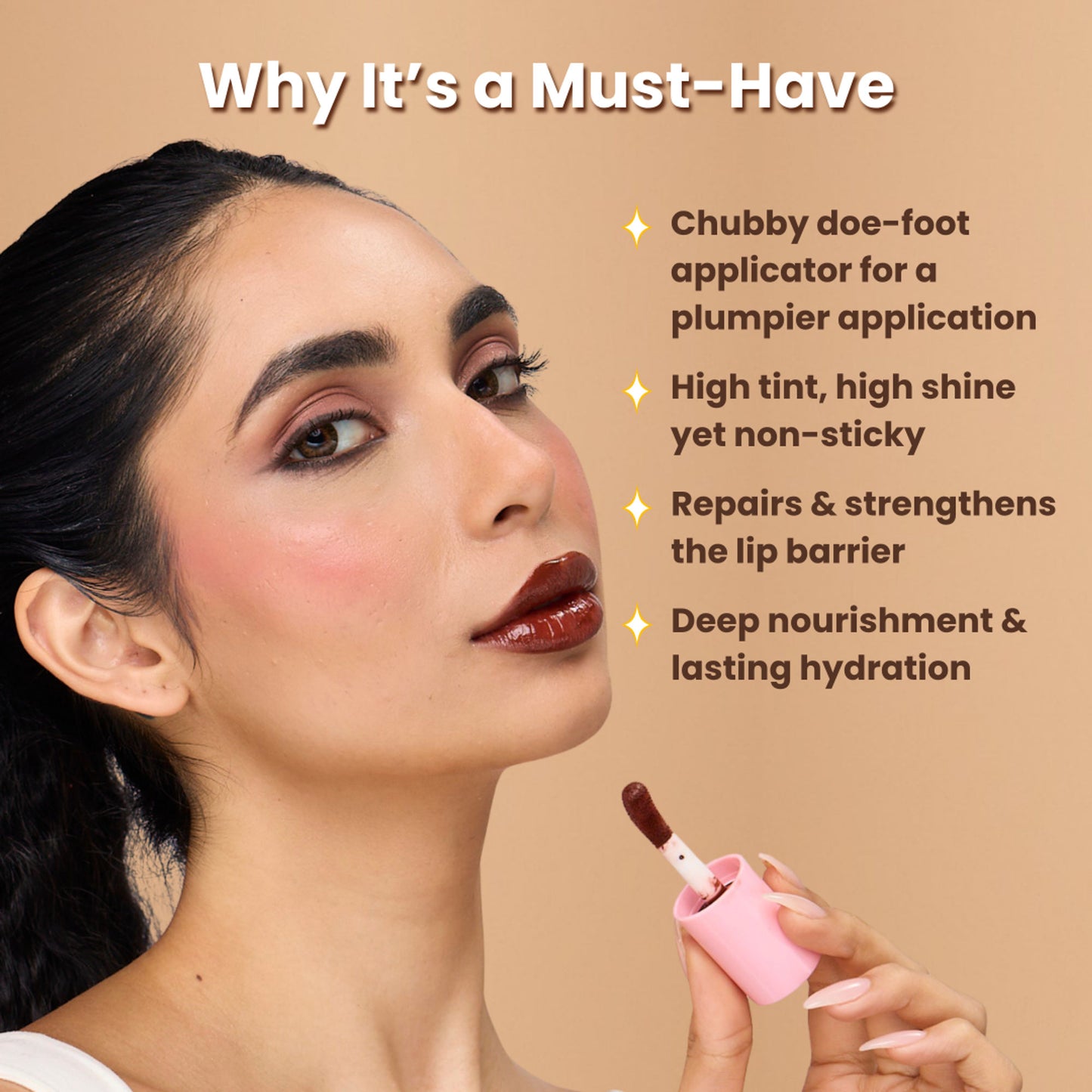 The Skin Diet Company Lip Barrier Tint To Hydrate & Plump Dry, Pigmented Lips - Deep Brew