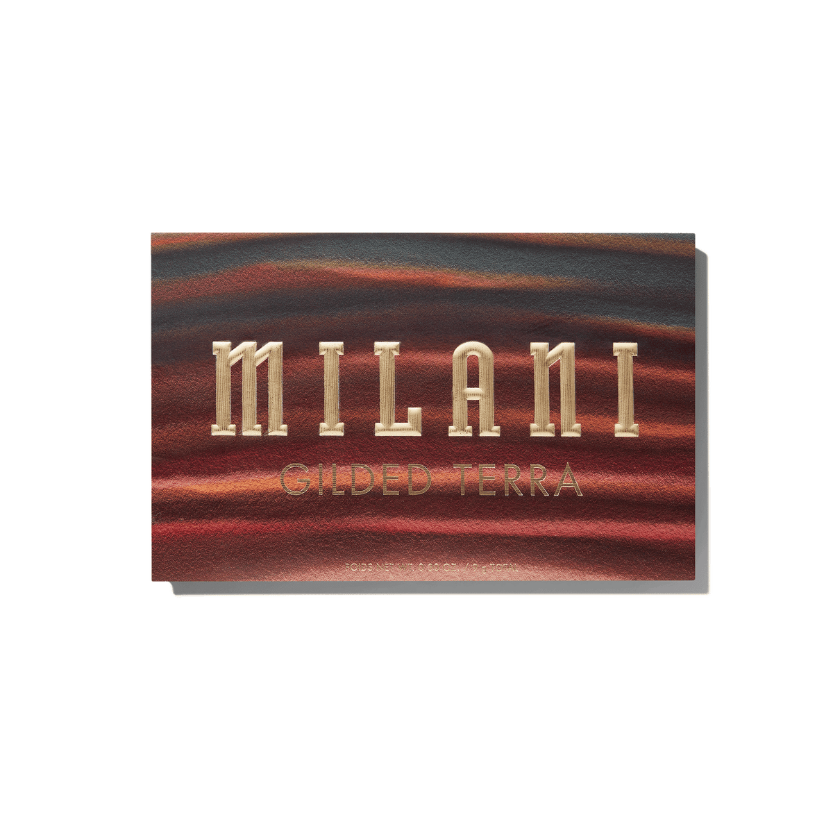 Milani Gilded Eyeshadow Palette Gilded Terra with warm bronze and gold shades, featuring multiple eyeshadow pans and applicator.