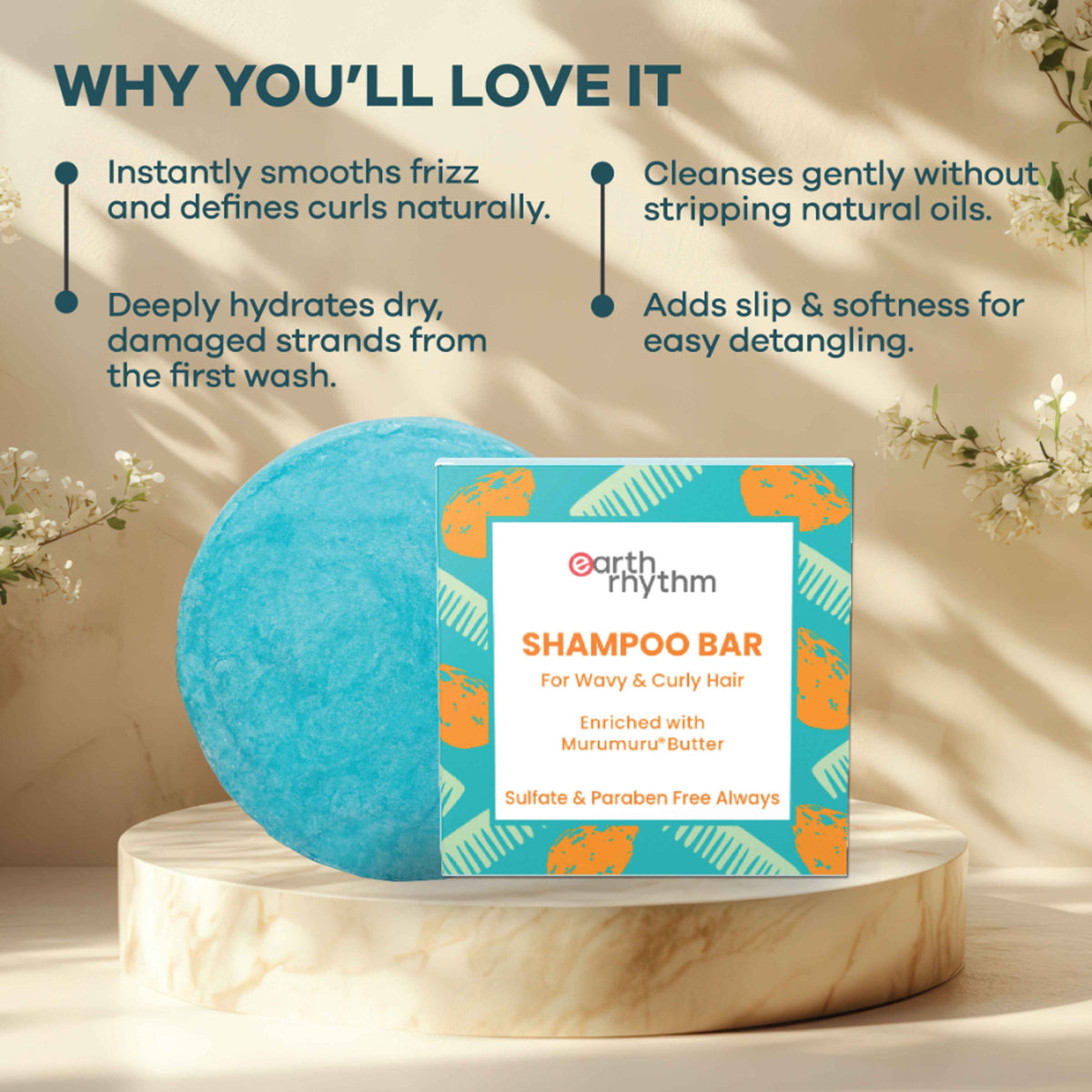 Earth Rhythm Shampoo Bar, Cardboard Box - Murumuru Butter