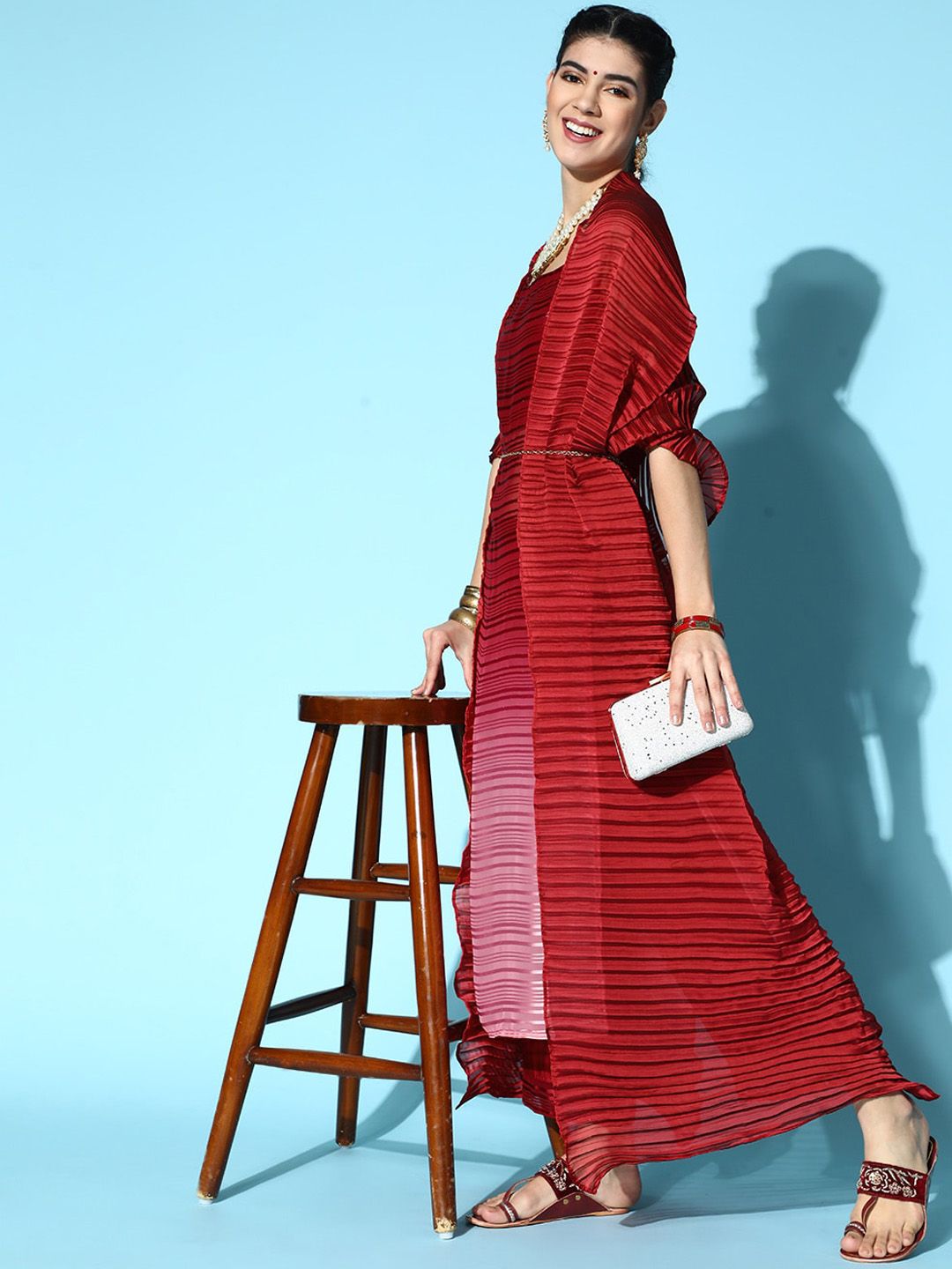 Indyancart IE Shoulder straps Self Design Kurta with Trousers & Dupatta