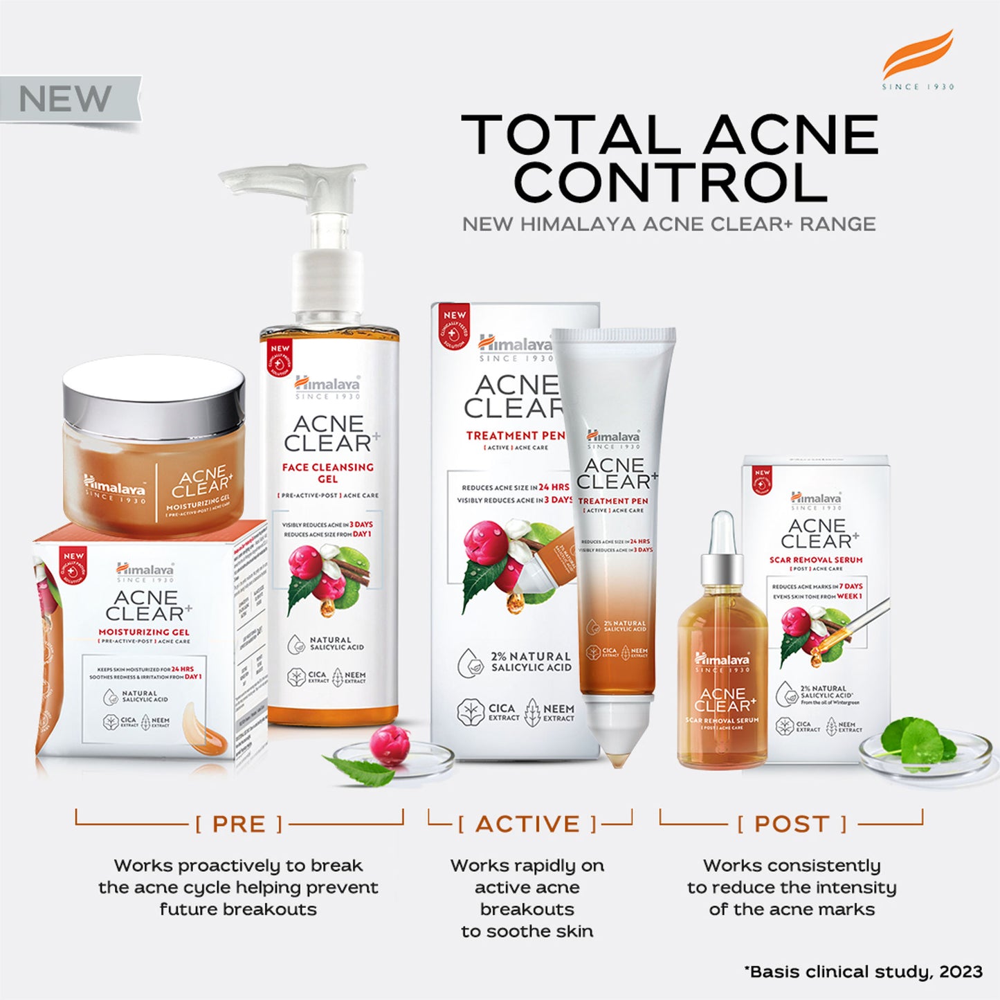Himalaya Acne Clear+ Face Cleansing Gel with Natural Salicylic Acid for Reducing Acne & Sebum