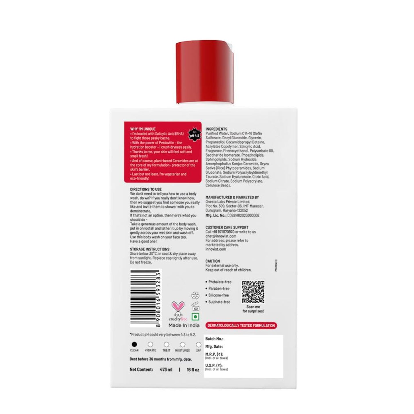 Chemist At Play 1% Salicylic Acid Acne Control Body Wash For Back And Body Acne And Back Acne