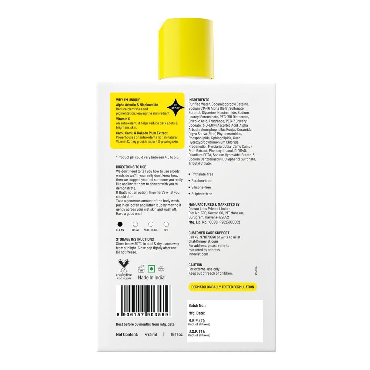 Chemist at Play Brightening Body Wash - 3% Vitamin C + Niacinamide Shower Gel For Women & Men
