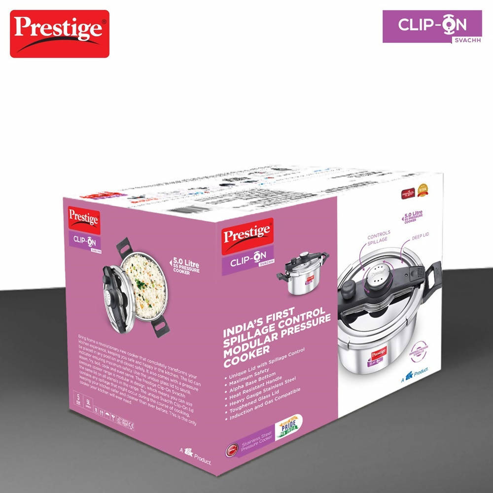 Prestige Stainless Steel Clip On Pressure Cooker