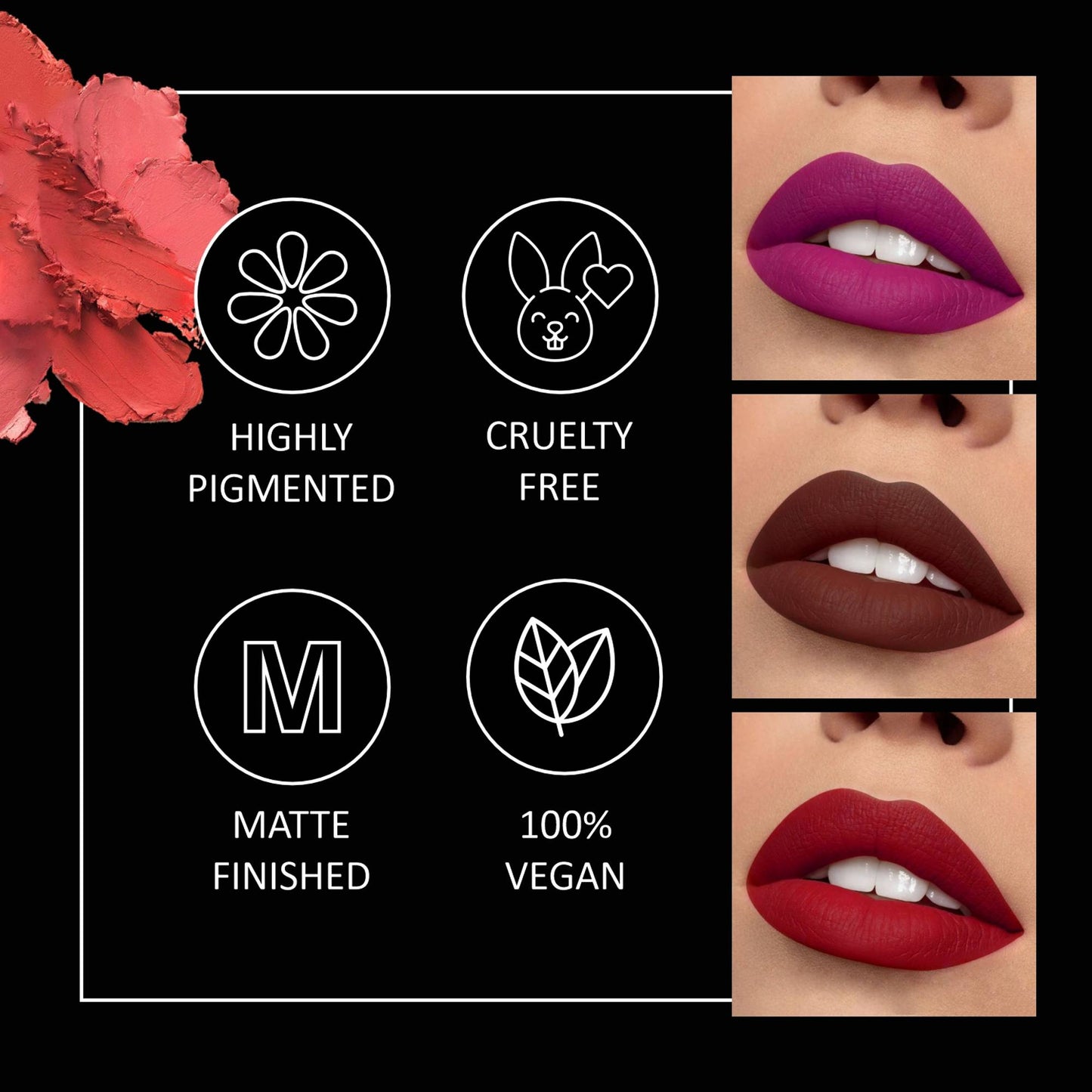 VERYMISS Matte Lipstick Combo Set 3 - Purple-Red-Brown