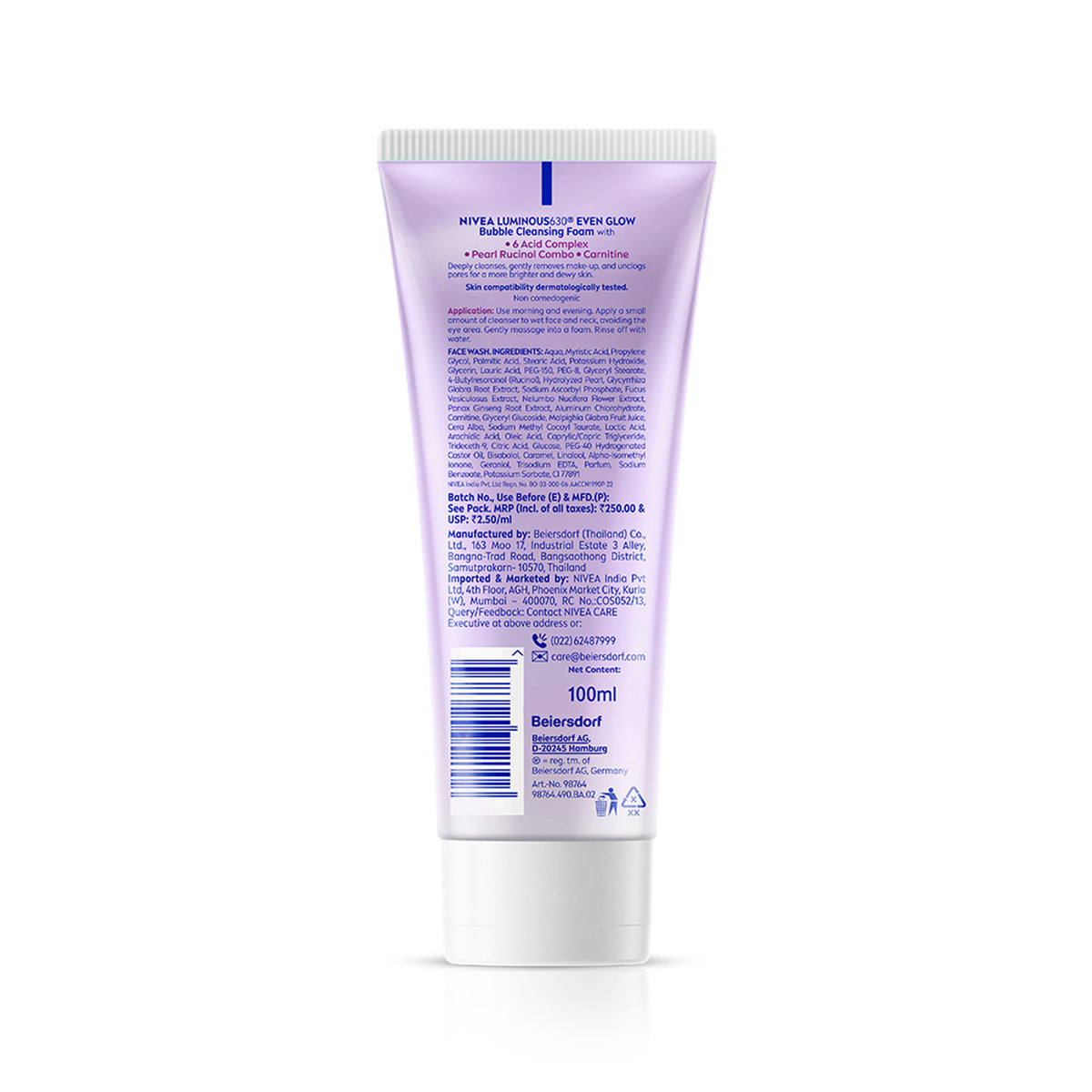 NIVEA Luminous Even Glow Bubble Foam Daily Gentle and Brightening Face Wash With 6 Acid complex