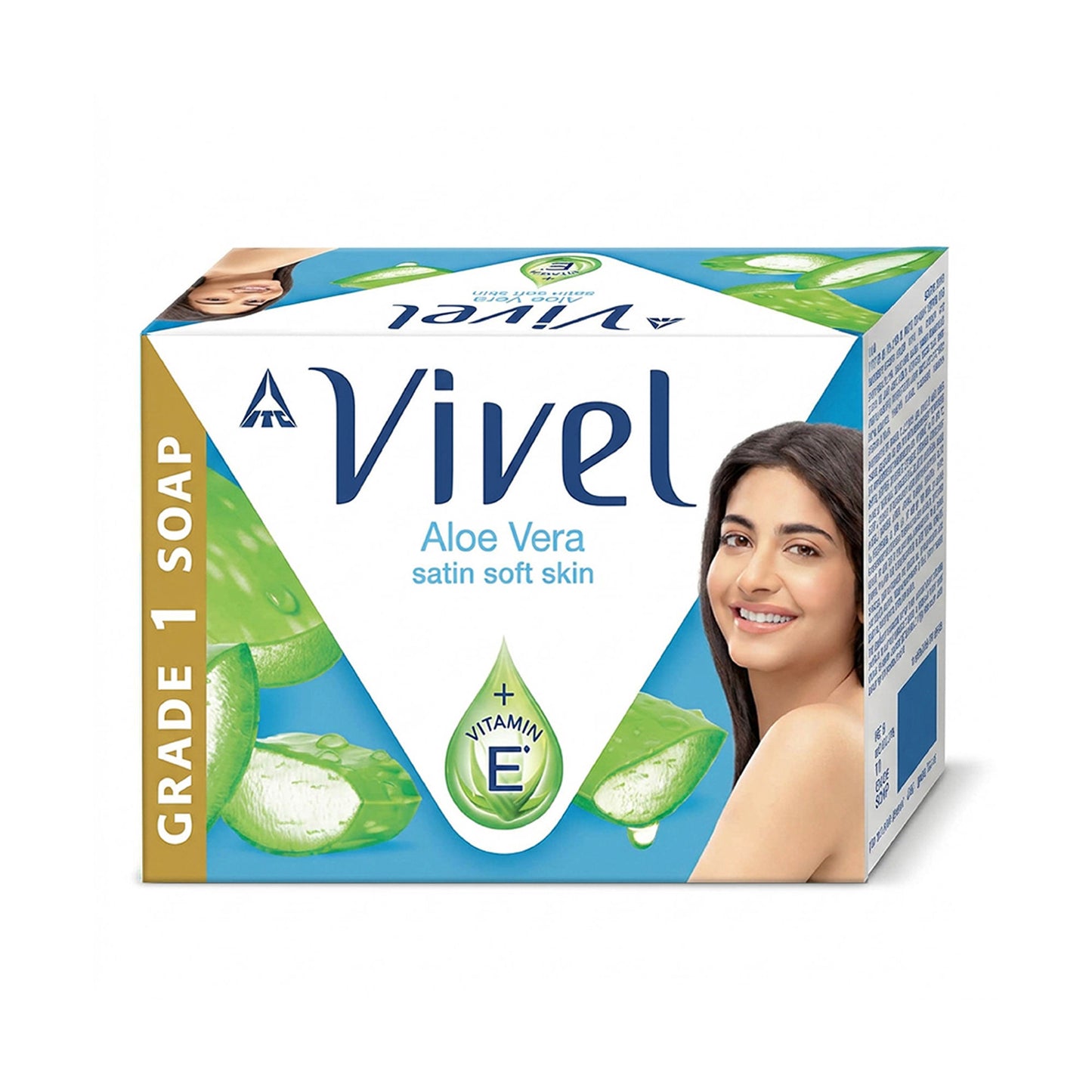 Vivel Aloe Vera Grade 1 Bathing Soap, Highest Soap Grade, 76% TFM, Vit E - 4 PCS