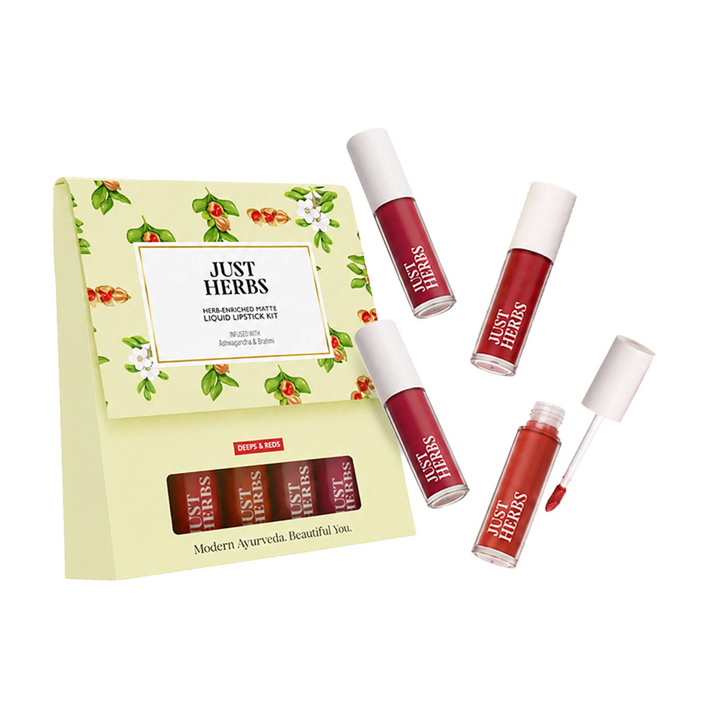 Just Herbs Herb Enriched Matte Liquid Lipstick Kit - Red & Bold