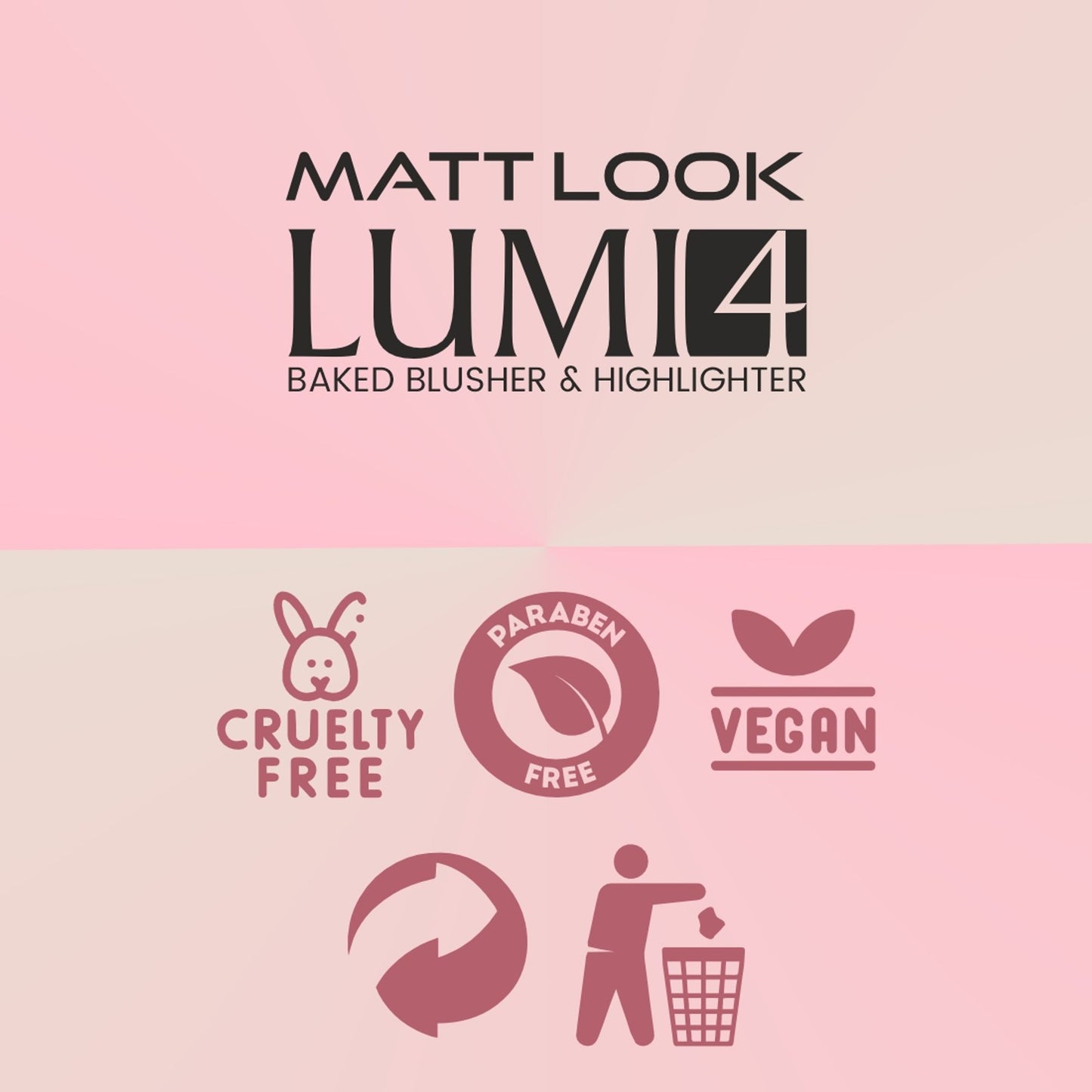 Matt look Lumi 4 Baked Blusher & Highlighter - Cherry Pop