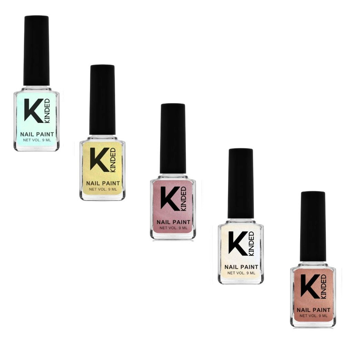 KINDED Nail Paint Nail Polish Metallic Finish - Combo of 5 Chrome