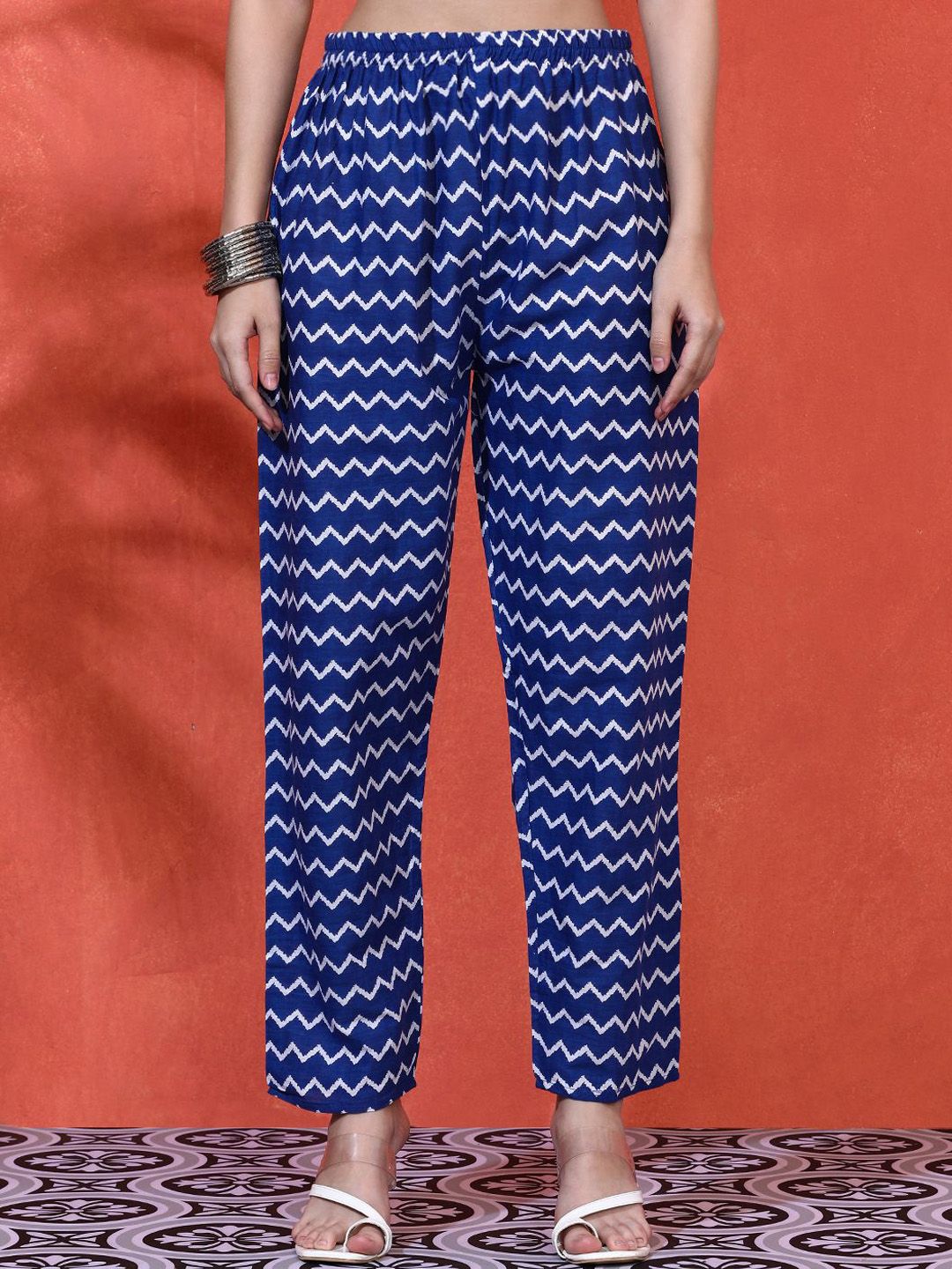 Indyancart SN Women's Floral Printed Pure Cotton A-Line Kurta & Trousers With Dupatta