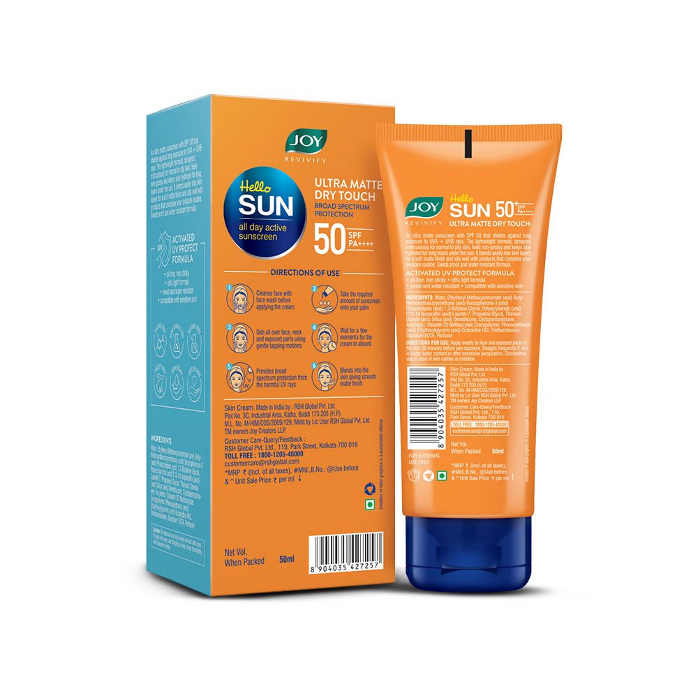 Joy Revivify Hello Sun Ultra Matte Dry Touch Sunscreen With SPF 50 - Indyancart